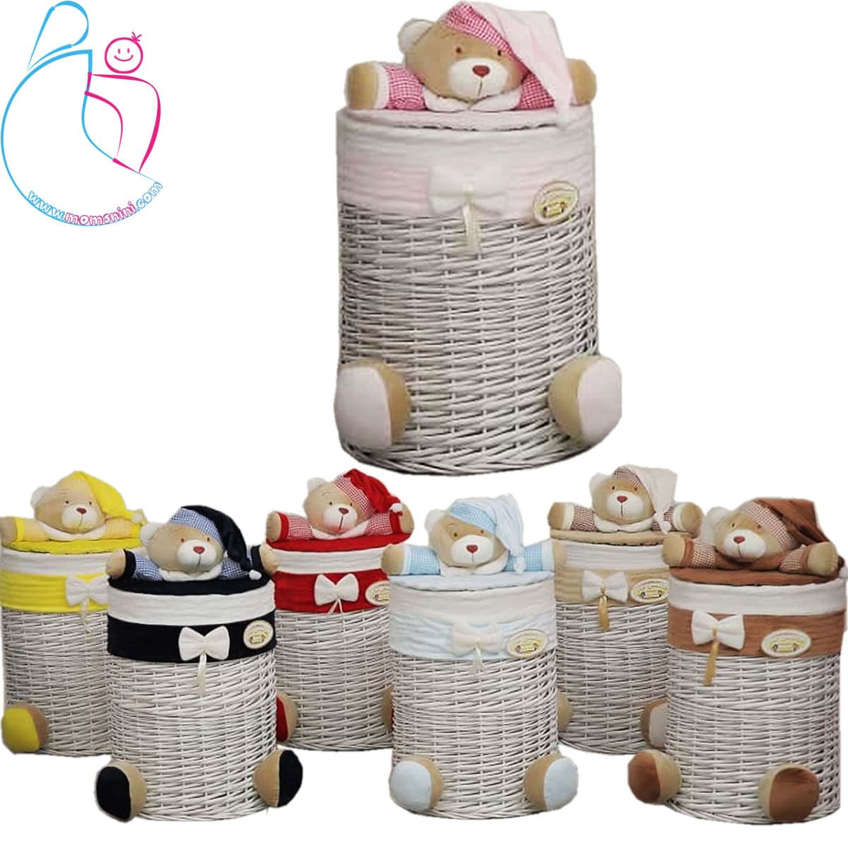 سبد لباس مدل خرسی تدی ( teddy bear decorated basket)