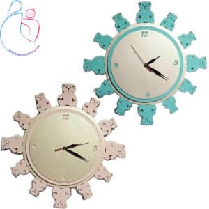 ساعت دیواری کودک پارمیس چوبی بزرگ مدل خرس