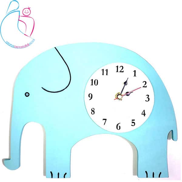 ساعت دیواری چوبی اتاق کودک پارمیس مدل فيل