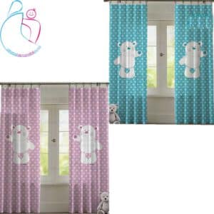 پرده اتاق کودک مامز کیوتی طرح خرس چهل تکه