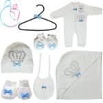 ست لباس نوزادی 7 تکه baby life مدل تاج