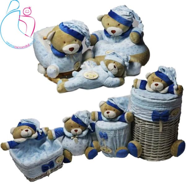 ست مبل و راکر و عروسک و سبد های اتاق کودک هانی ناز مدل خرس آبی
