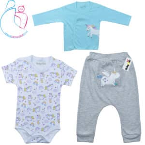 لباس سه تکه بی بی وان طرح اسب تک شاخ