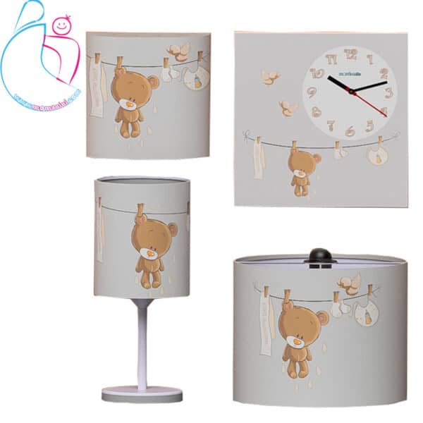 ست لوستر و ساعت مامز کیوتی مدل خرس بندرختی