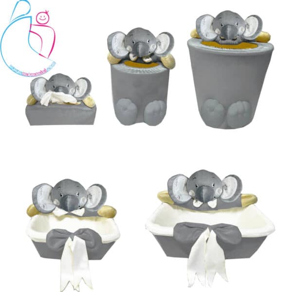 سبد لوازم بهداشتی اتاق کودک مدل فیل طوسی