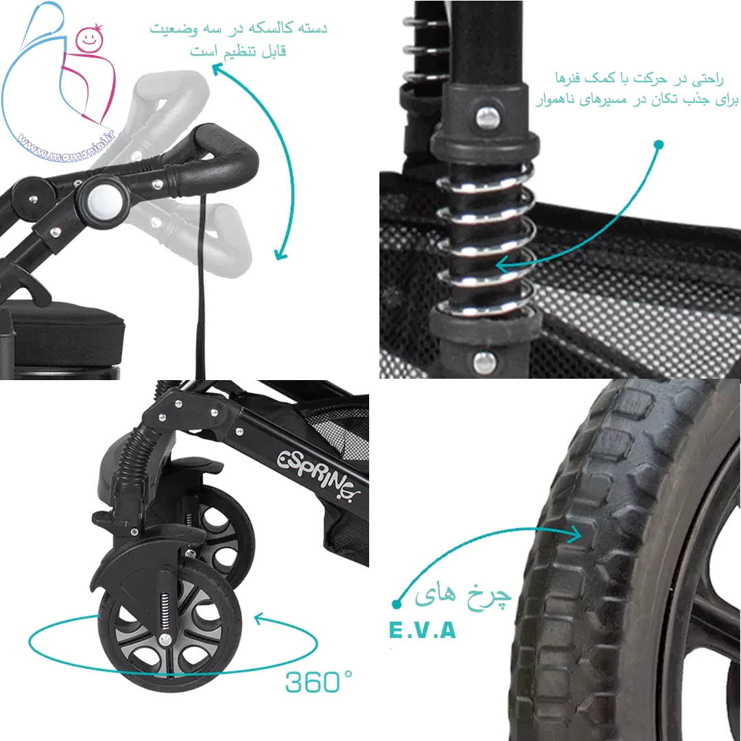 کالسکه کودک اسپرینگ مدل اسپیدا اسکلت برنز | ایمن، شیک و سبک