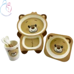 ست 5 تیکه ظرف غذا بامبو chicoo baby مدل خرس تدی
