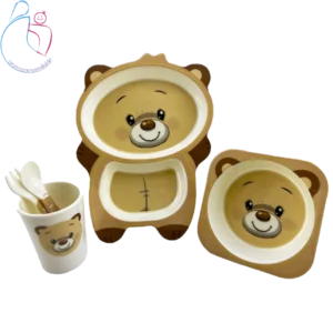 ست 5 تیکه ظرف غذا بامبو chicoo baby مدل خرس تدی
