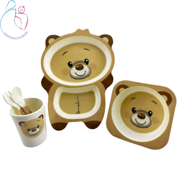 ست 5 تیکه ظرف غذا بامبو chicoo baby مدل خرس تدی