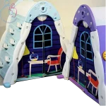 کلبه بازی چندکاره کودک هپی استار | خانه بازی مقاوم با صخره‌نوردی و تور بسکتبال