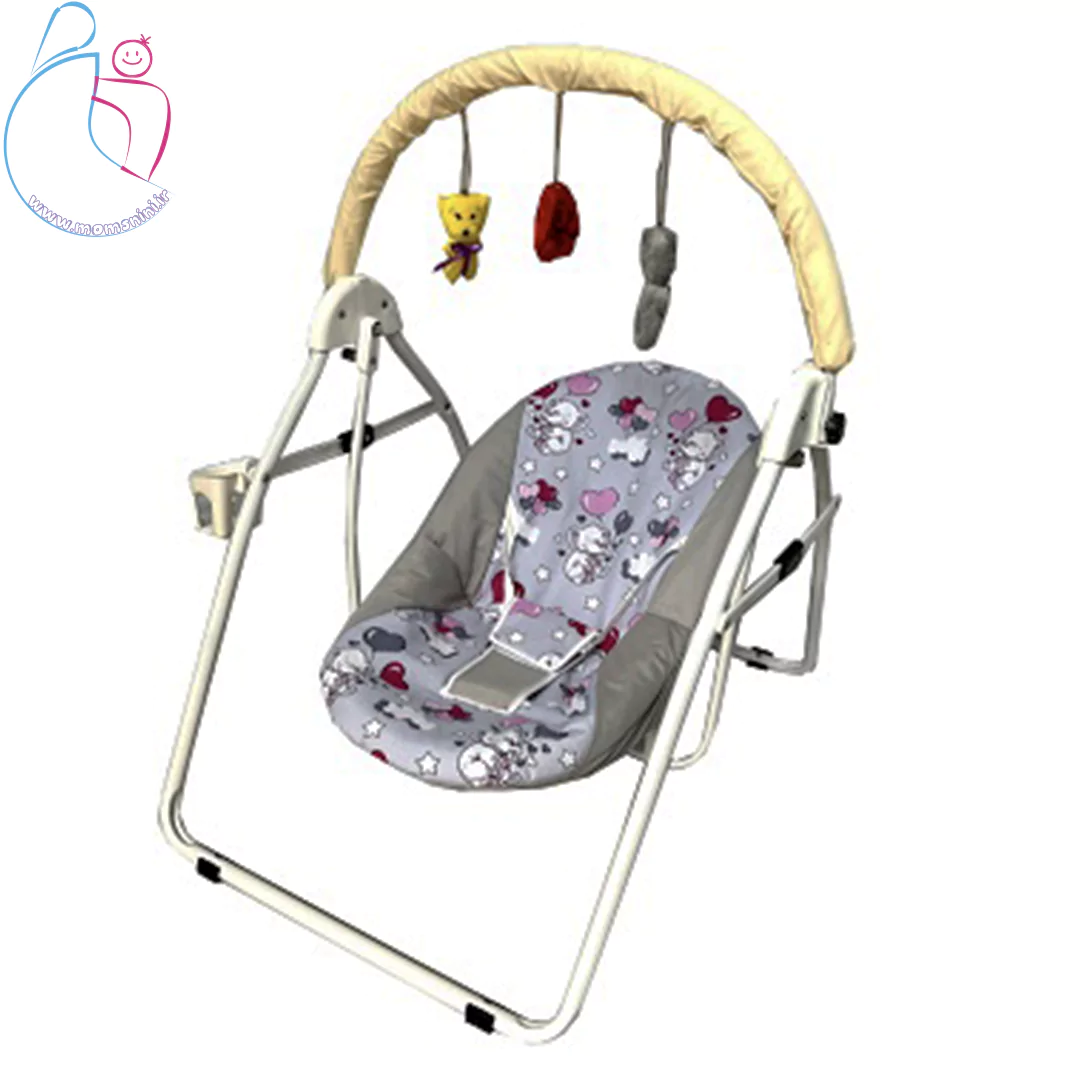 صندلی گهواره‌ای کودک رویا؛ رنگ بندی متنوع تاب بچه‌گانه با بلبرینگ روان، کمربند ایمنی و طراحی تاشو، مناسب برای نوزاد تا ۳ سال