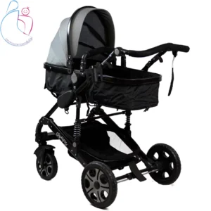 کالسکه کودک اسپرینگ مدل اسپیدا اسکلت مشکی رنگ طوسی