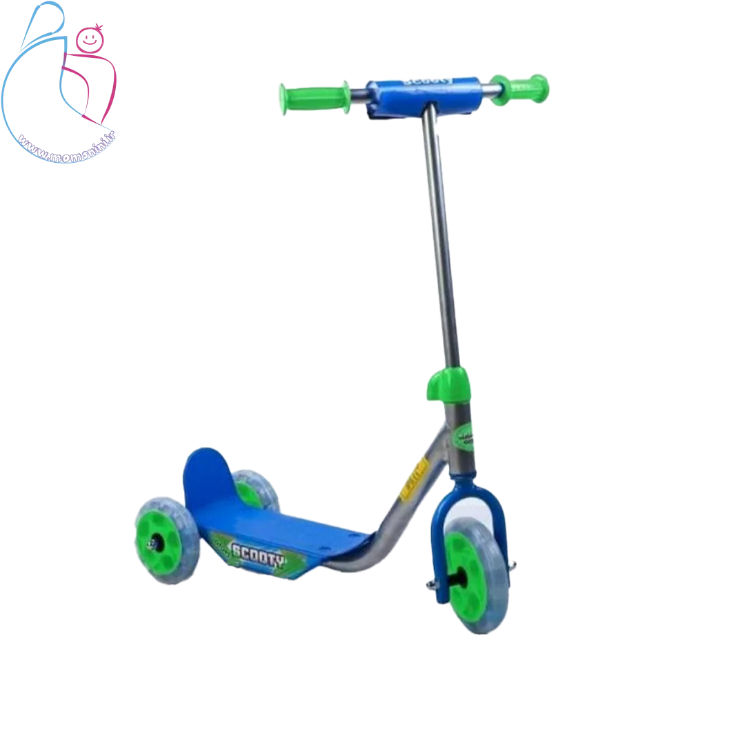 اسکوتر سه چرخ جی تویز مدل اسکوتی (Scooty) رنگ سبز آبی دارای بدنه مقاوم ساخته شده از ترکیب فلز و پلاستیک یکی از بهترین انتخاب‌ها برای بازی و سرگرمی کودکان