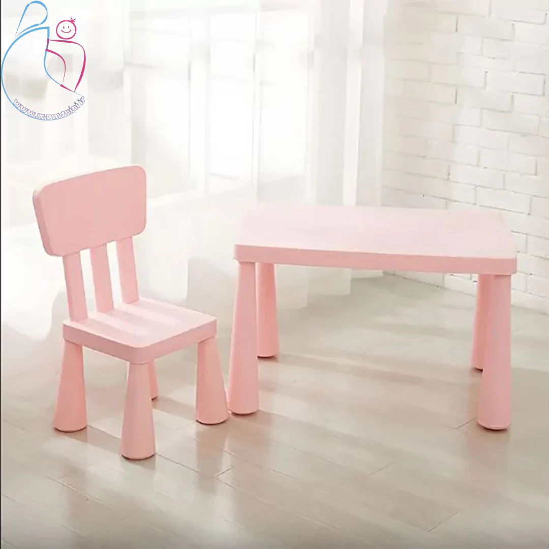 میز و صندلی کودک مدل ماموت رنگ صورتی – مناسب برای بازی و نقاشی