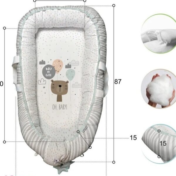 تشک گارد دار یا لبه دار 3 تکه نوزاد از برند مامز کیوتی طرح خرگوش بند رخت مامزنینی