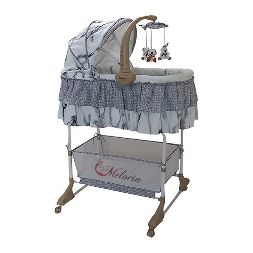 تخت و گهواره چند کاره ملورین همراه با آویز موزیکال مامزنینی