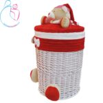سبد حصیری بزرگ اتاق کودک مدل خرس رنگ قرمز