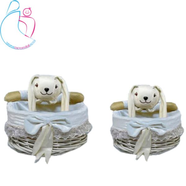 سبد بزرگ لوازم بهداشتی کودک مدل خرگوش رنگ آبی مامز نینی