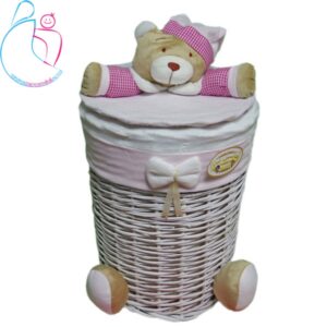 سبد لباس و اسباب بازی هانی ناز مدل خرس صورتی
