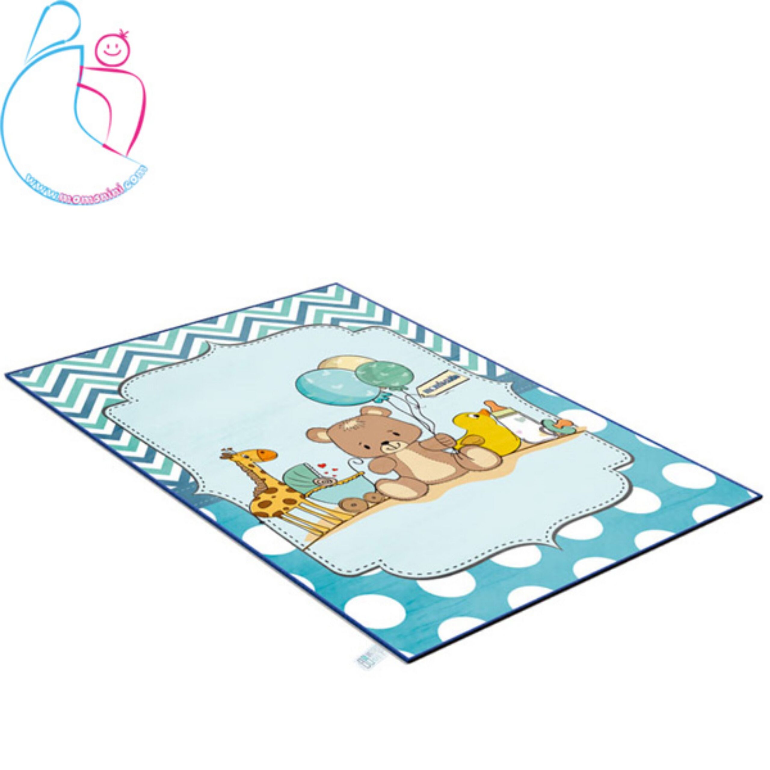 فرش فانتزی اتاق کودک مامزکیوتی طرح خرس و دریا  آبی