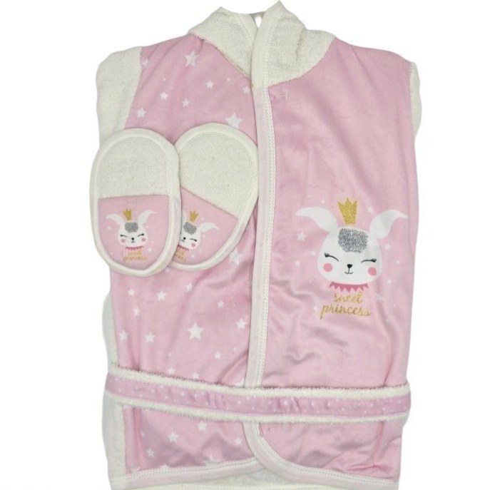 سرویس و ست حوله نوزاد برند مامز کیوتی طرح خرگوش پرنسس مامزنینی