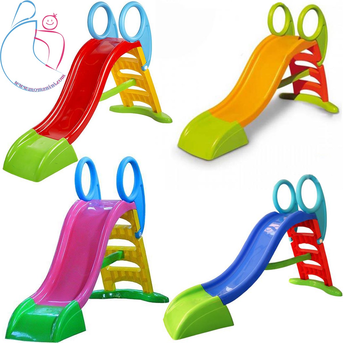 سرسره کودک حفاظدار سه پله باران رنگ آبی مامزنینی