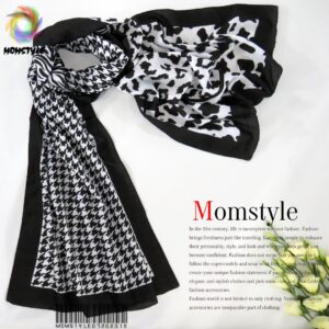 شال نخی مشکی سفید چاپی مام استایل