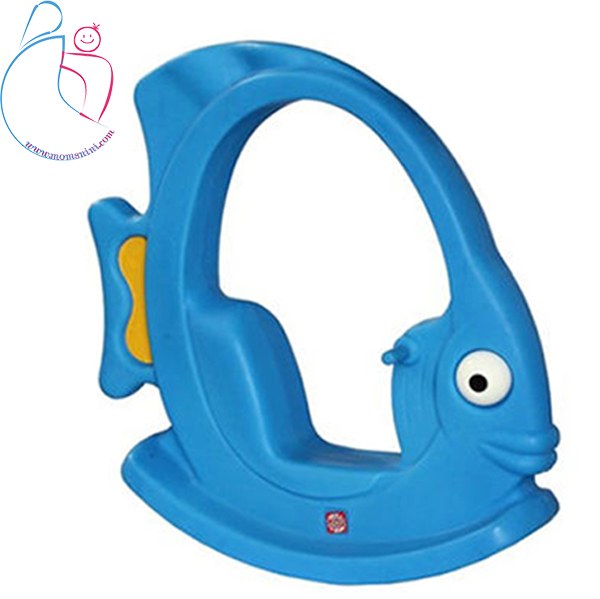 راکر کودک مدل ماهی سقف دار  رنگ آبی مامزنینی