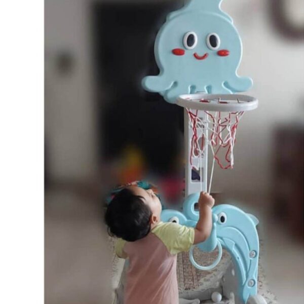 بسکتبال ایستاده چند کاره کودک مدل دلفین 5 کاره مامزنینی