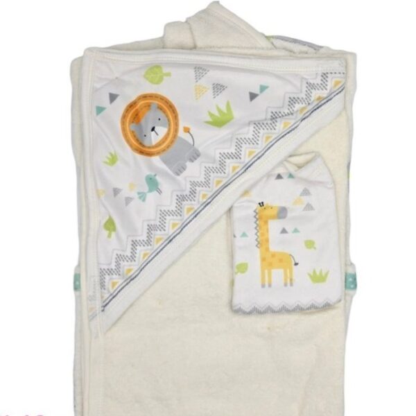 سرویس و ست حوله نوزاد برند مامز کیوتی طرح فیل و زرافه گاردن مامزنینی