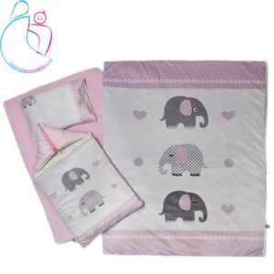 سرویس خواب 4 تکه مامز کیوتی مدل فیل رنگ صورتی مامزنینی