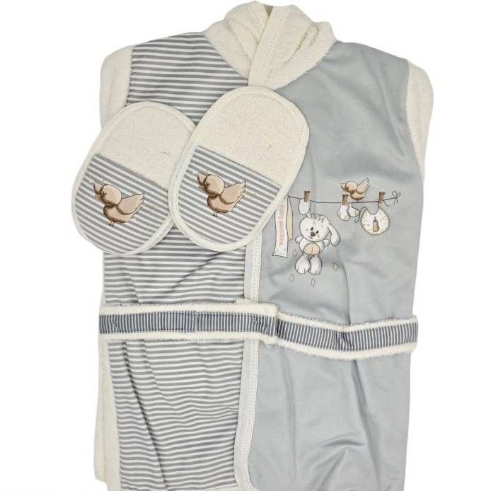 سرویس و ست حوله نوزاد برند مامز کیوتی طرح خرگوش بندرختی مامزنینی