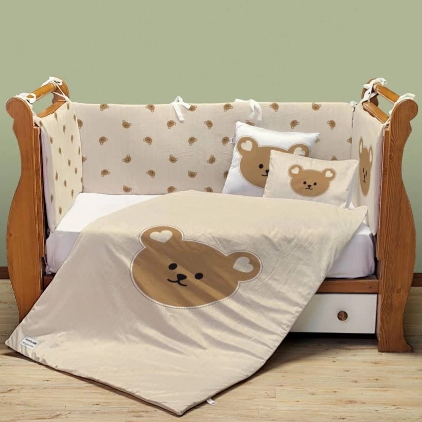 سرویس روتختی نوزاد برند مامز کیوتی مدل 7 تکه طرح تدی مامزنینی