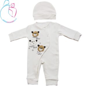 ست سرهمی و کلاه نوزادی سفید