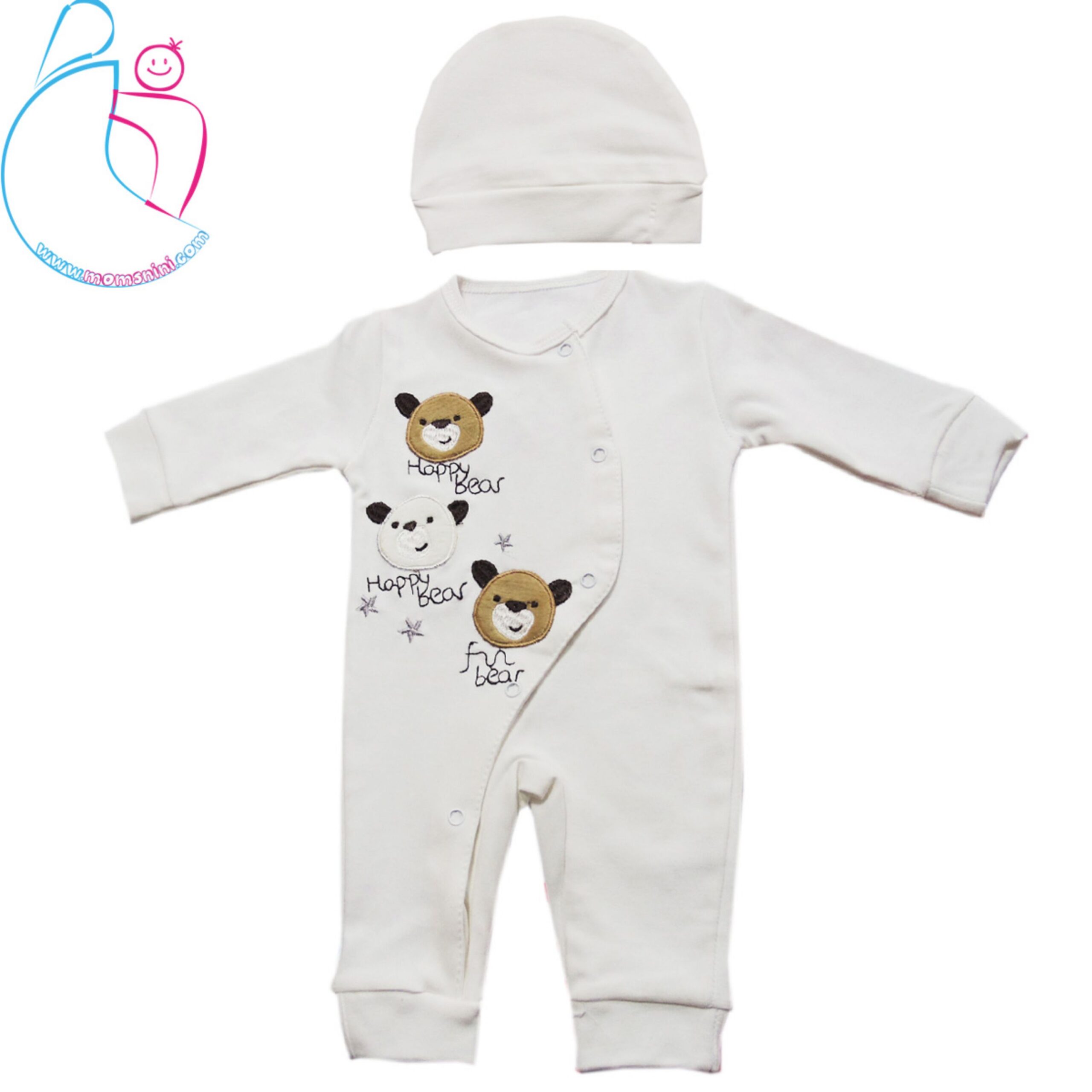 ست سرهمی و کلاه نوزادی سفید