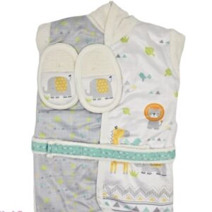 سرویس و ست حوله نوزاد برند مامز کیوتی طرح فیل و زرافه گاردن مامزنینی