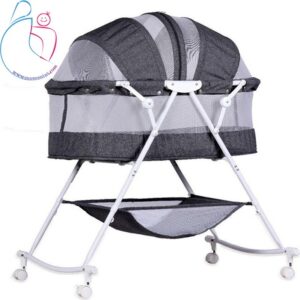 تخت و گهواره اسپرینگ مدل سانی رنگ طوسی مامز نینی