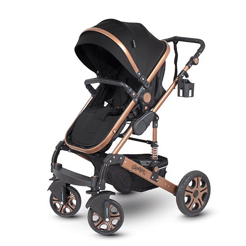 کالسکه اسپرینگ مدل اسپیدا  بدنه برنز رنگ مشکی مامزنینی