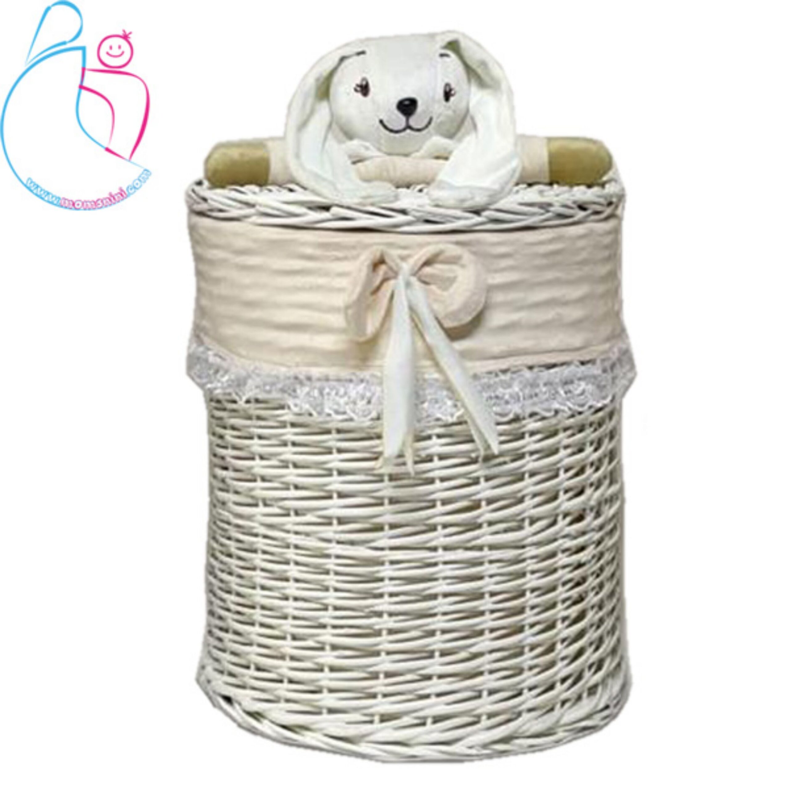 سبد حصیری لباس و اسباب بازی اتاق کودک مدل خرگوش متوسط