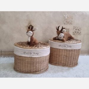 سبد حصیری لباس و اسباب بازی اتاق کودک یک عدد مدل گوزن سایز متوسط مامزنینی