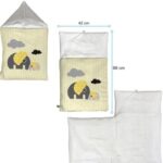 ست خواب نوزاد برند مامز کیوتی مدل 4 تکه طرح فیل زرد و طوسی مامزنینی