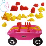 گاری ساحلی با قالب شن بازی صورتی مامزنینی