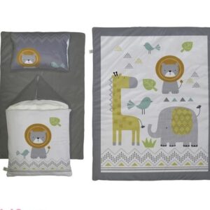 ست خواب نوزاد برند مامز کیوتی مدل 4 تکه طرح گاردن فیل و زرافه مامزنینی