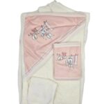 سرویس و ست حوله نوزاد برند مامز کیوتی طرح خرگوش بندرختی مامزنینی