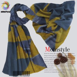 شال چاپی جنس موهر رنگ زرد- طوسی مثلث مام استایل