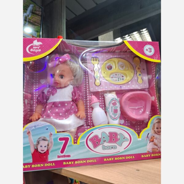 عروسک بی بی بورن با لوازم و ظرف غذا مامزنینی