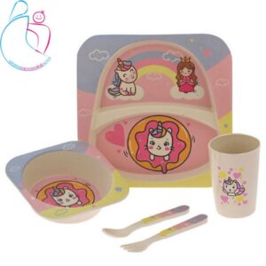ظرف غذای 5 تکه کودک کوکو بامبو مدل پرنسس و اسب تک شاخ مامزنینی