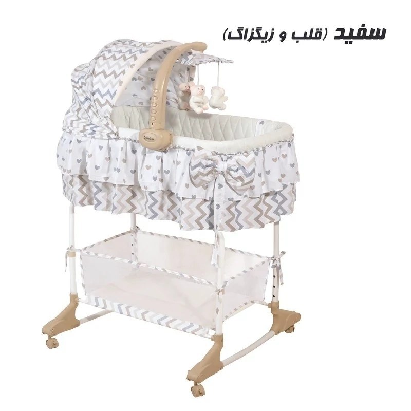 تخت و گهواره چند کاره ملورین همراه با آویز موزیکال مامزنینی