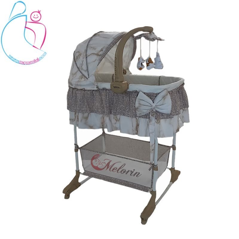 تخت و گهواره چند کاره ملورین همراه با آویز موزیکال مامزنینی