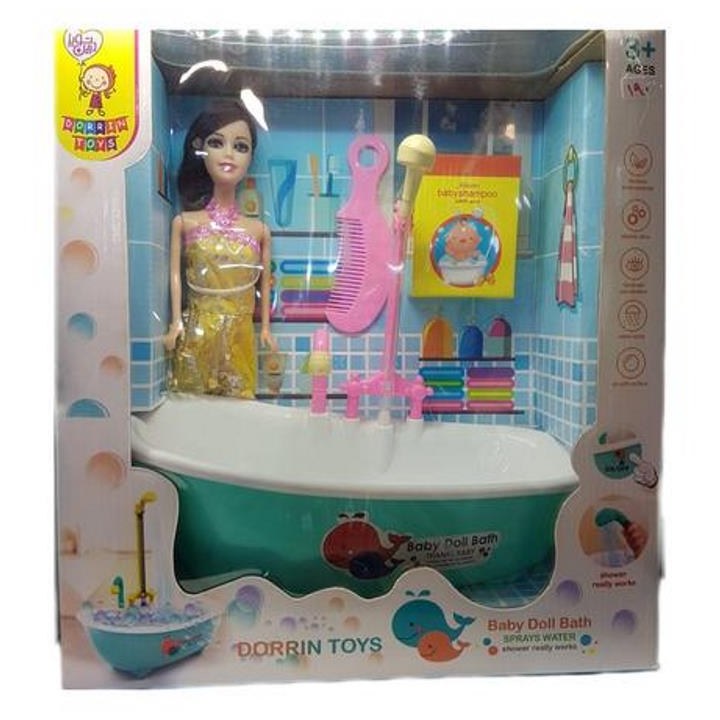 عروسک باربی با وان حمام و دوش آب مامزنینی